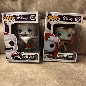 Funko Pop Disney Santa Jack and Christmas Sally Figures - Red and White